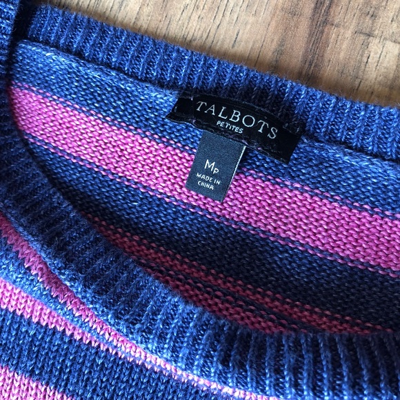 Talbots Linen Striped 3/4 Sleeve Sweater - Picture 2 of 4